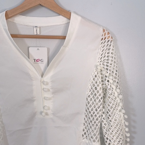 Thx Giving White Mesh Long Sleeve Top - Picture 4 of 7